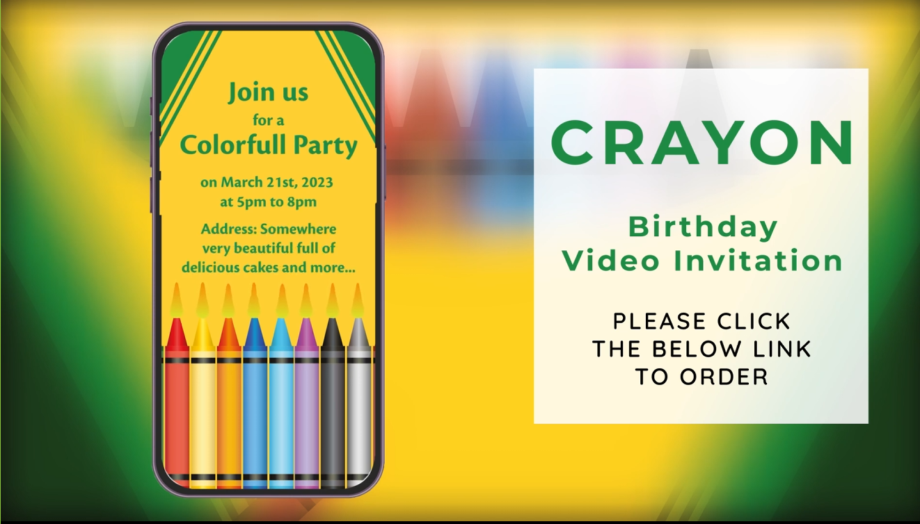 Kişiselleştirilebilir Crayon Temalı Doğum Günü Davet Videosu - Görsel 2