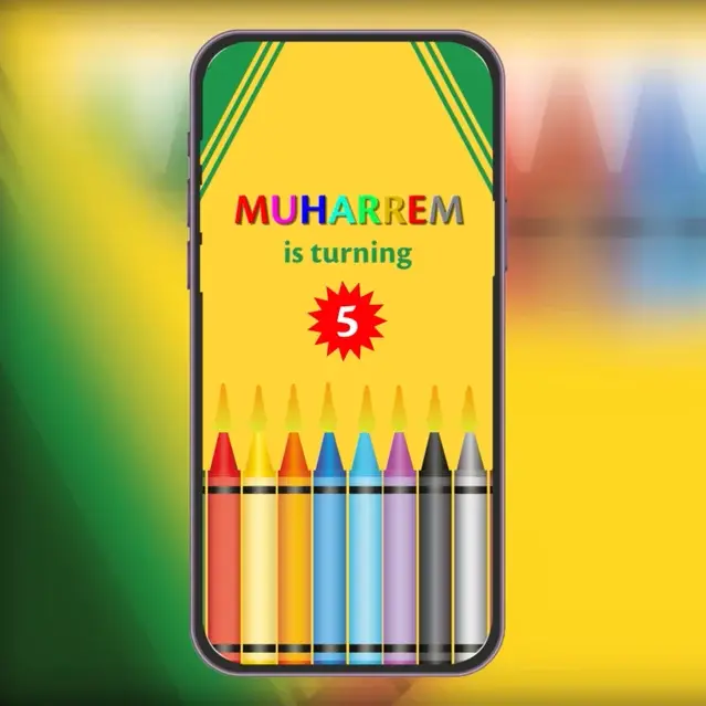 Kişiselleştirilebilir Crayon Temalı Doğum Günü Davet Videosu