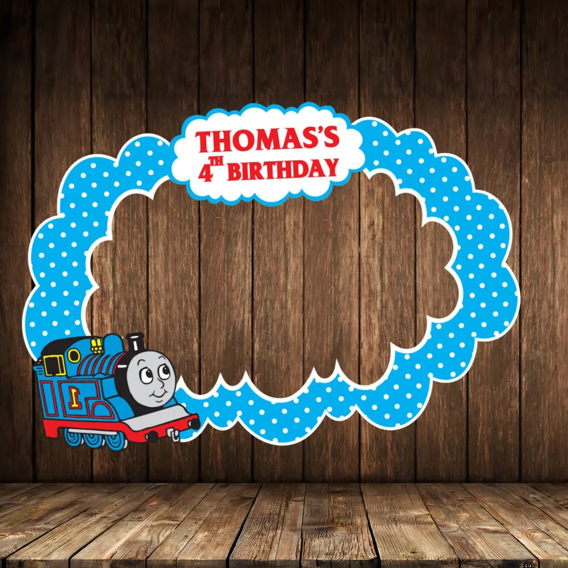 Thomas ve Arkadaşları Temalı Doğum Günü Fotoğraf Çerçevesi (Dijital Baskı Dosyası)